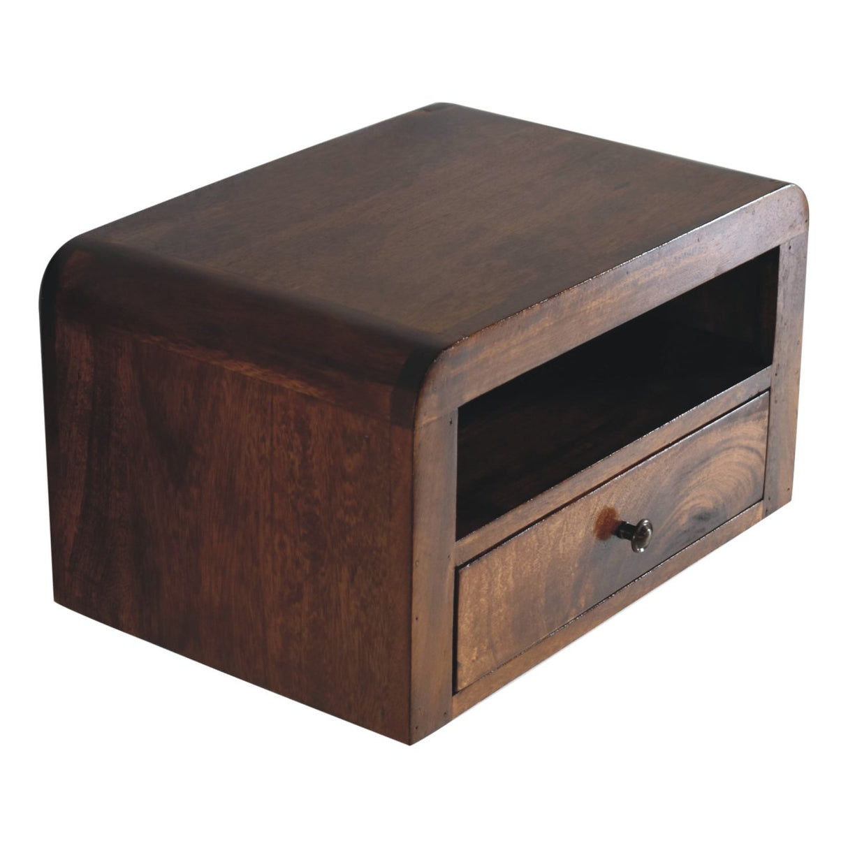 Solid Mango Wood Bedside Cabinet Wall Mounted With 1 Drawer - Birmingham