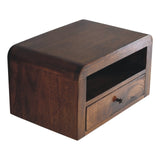 Solid Mango Wood Bedside Cabinet Wall Mounted With 1 Drawer - Birmingham