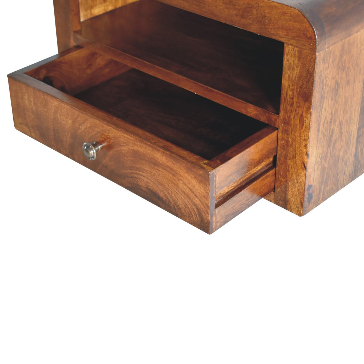 Solid Mango Wood Bedside Cabinet Wall Mounted With 1 Drawer - Birmingham