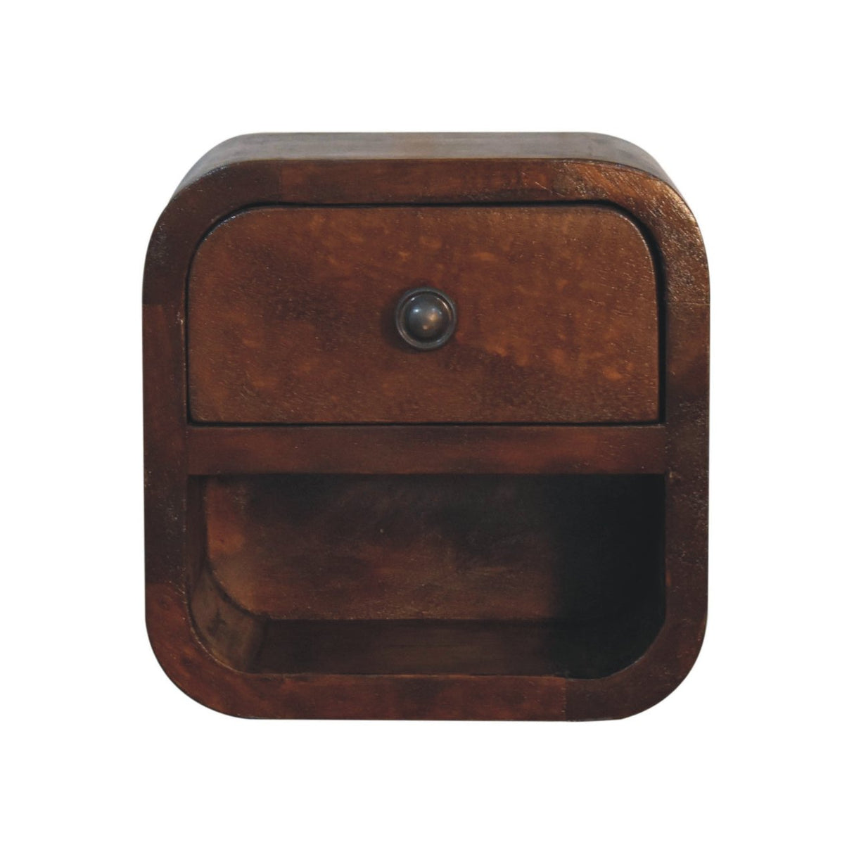 Solid Mango Wood Bedside Cabinet Wall Mounted With 1 Drawer - Exeter