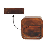 Solid Mango Wood Bedside Cabinet Wall Mounted With 1 Drawer - Exeter