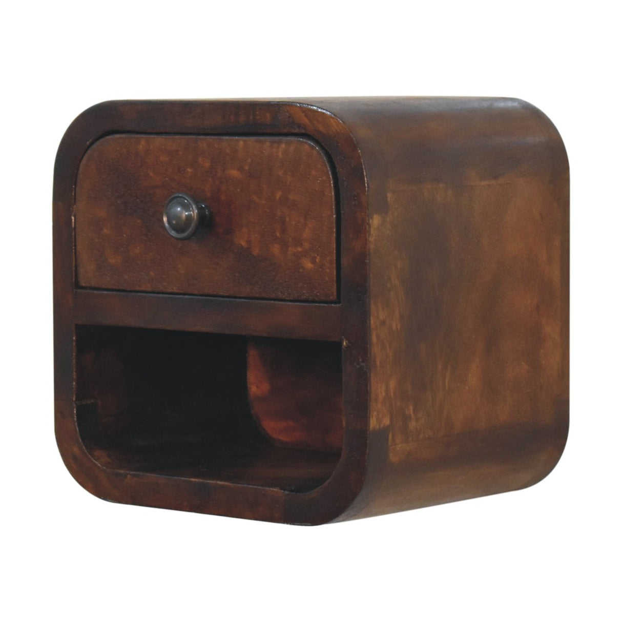 Solid Mango Wood Bedside Cabinet Wall Mounted With 1 Drawer - Exeter