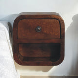Solid Mango Wood Bedside Cabinet Wall Mounted With 1 Drawer - Exeter