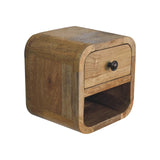Solid Mango Wood Bedside Cabinet Wall Mounted With 1 Drawer - Exeter