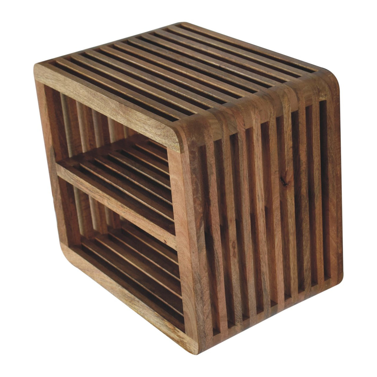 Solid Mango Wood Bedside Cabinet Wall Mounted With 2 Open Slots - Soba