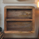 Solid Mango Wood Bedside Cabinet Wall Mounted With 2 Open Slots - Soba