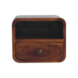 Solid Mango Wood Bedside Cabinet Wall Mounted With Open Slot - Exeter