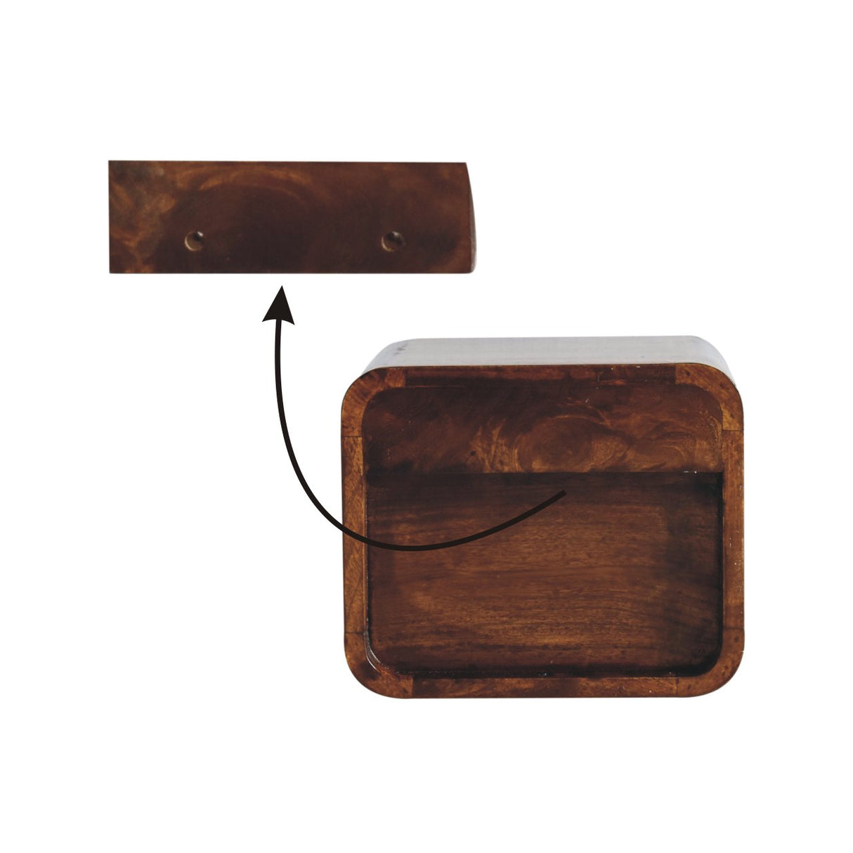 Solid Mango Wood Bedside Cabinet Wall Mounted With Open Slot - Exeter