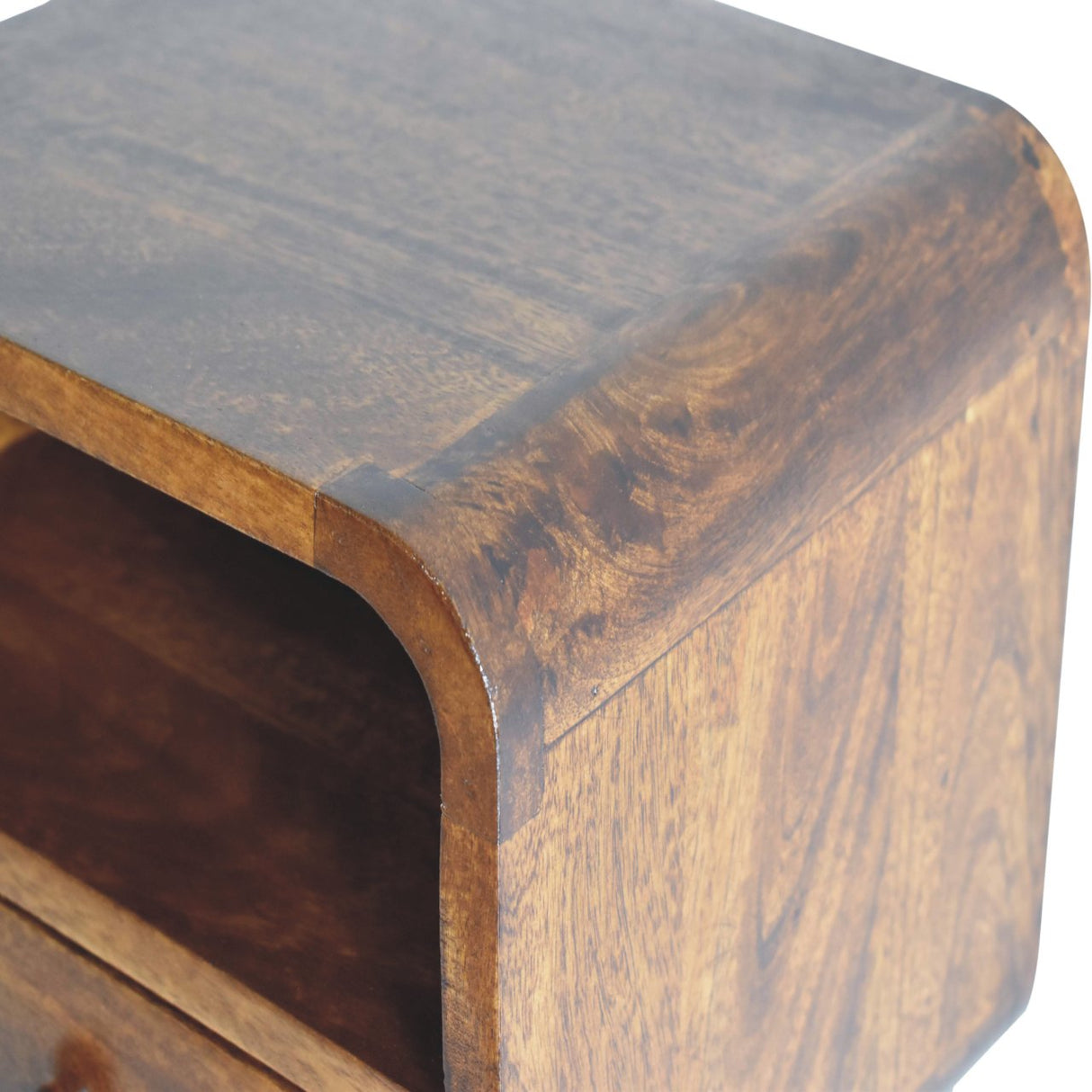 Solid Mango Wood Bedside Cabinet Wall Mounted With Open Slot - Exeter