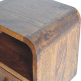 Solid Mango Wood Bedside Cabinet Wall Mounted With Open Slot - Exeter