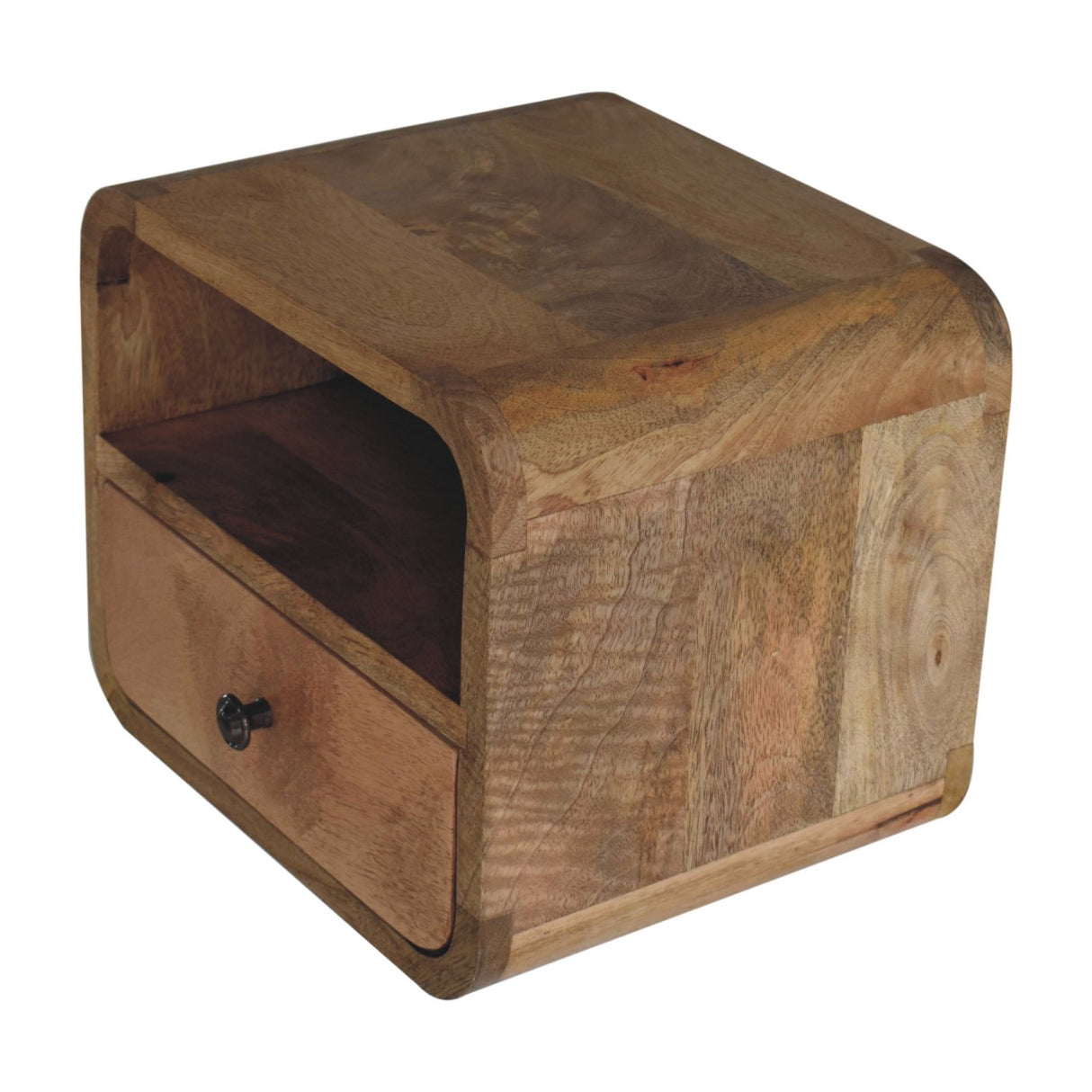 Solid Mango Wood Bedside Cabinet Wall Mounted With Open Slot - Exeter