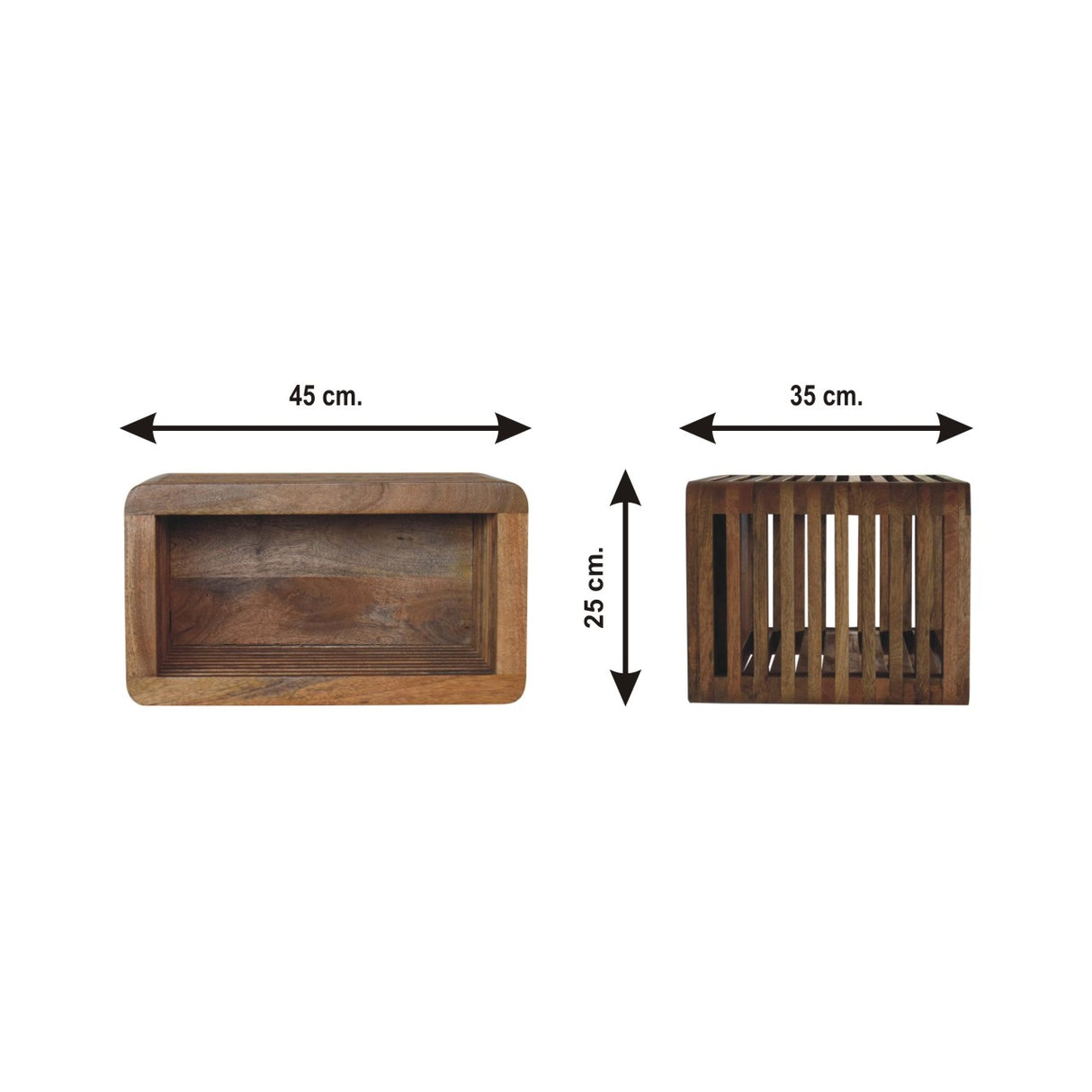 Solid Mango Wood Bedside Cabinet Wall Mounted With Open Slot - Soba