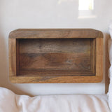 Solid Mango Wood Bedside Cabinet Wall Mounted With Open Slot - Soba