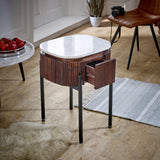 Solid Mango Wood Bedside Cabinet With White Marble Top - Opal