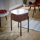 Solid Mango Wood Bedside Cabinet With White Marble Top - Opal