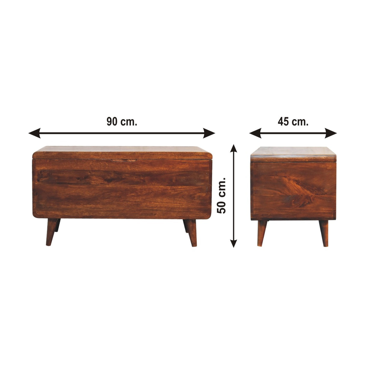 Solid Mango Wood Blanket Box Curved - Gloucester