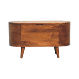 Solid Mango Wood Blanket Box Rounded With Lid Up - Chester