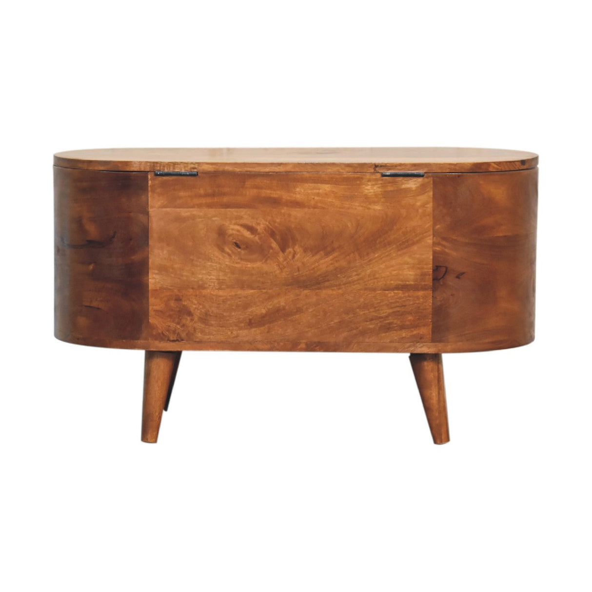 Solid Mango Wood Blanket Box Rounded With Lid Up - Chester