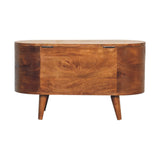 Solid Mango Wood Blanket Box Rounded With Lid Up - Chester