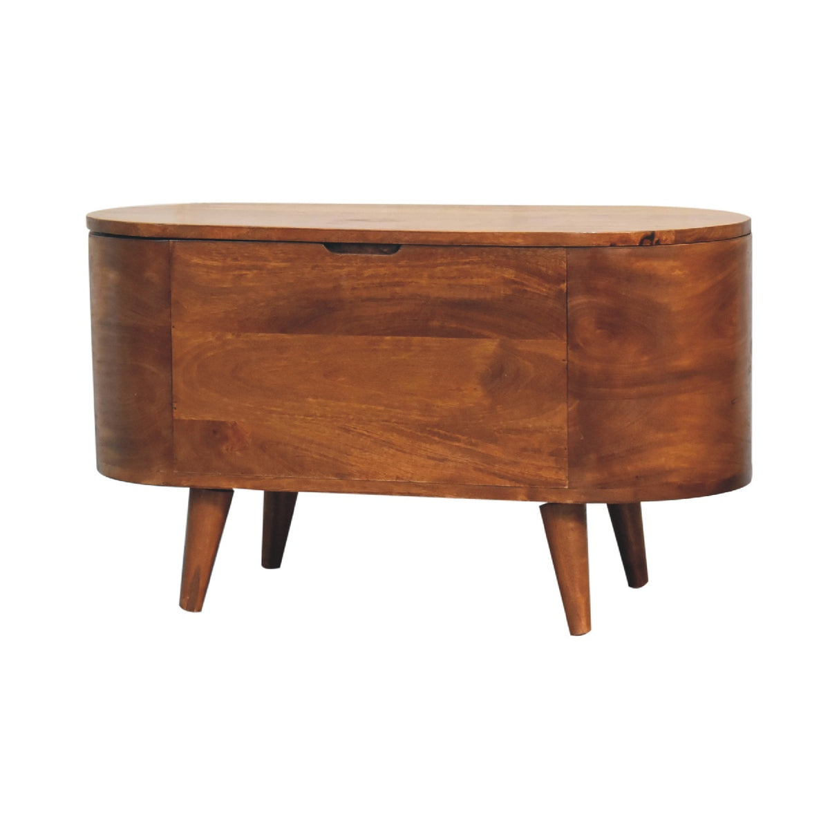 Solid Mango Wood Blanket Box Rounded With Lid Up - Chester