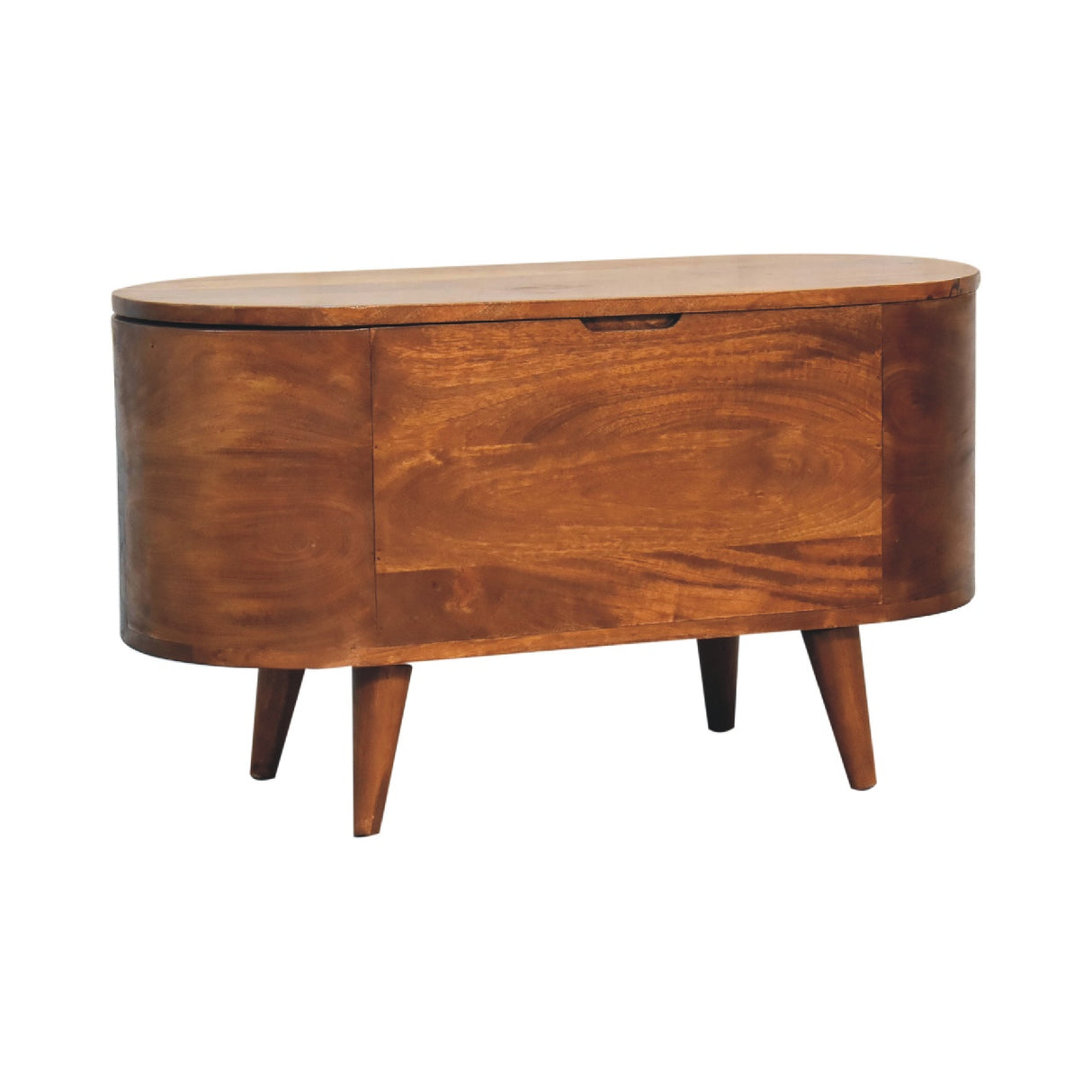 Solid Mango Wood Blanket Box Rounded With Lid Up - Chester