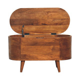 Solid Mango Wood Blanket Box Rounded With Lid Up - Chester