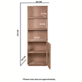 Solid Mango Wood Bookcase With 1 Fluted Glass Door - Indus