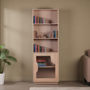 Solid Mango Wood Bookcase With 1 Fluted Glass Door - Indus