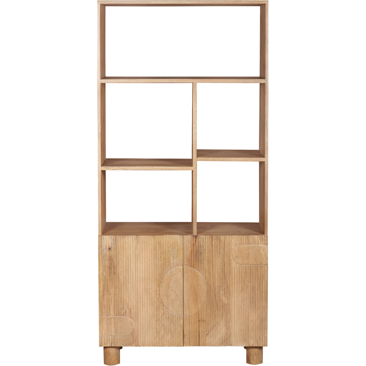 Solid Mango Wood Bookcase With 2 Doors - Austin