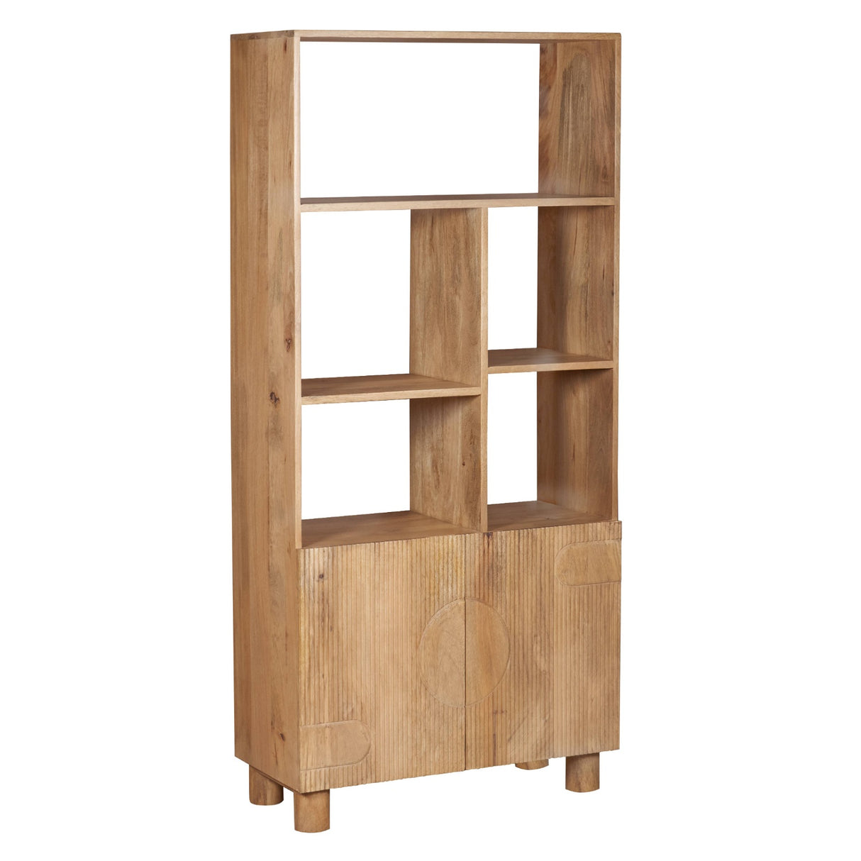 Solid Mango Wood Bookcase With 2 Doors - Austin