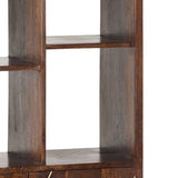 Solid Mango Wood Bookcase With 2 Doors And 5 Shelves - Dark Gold