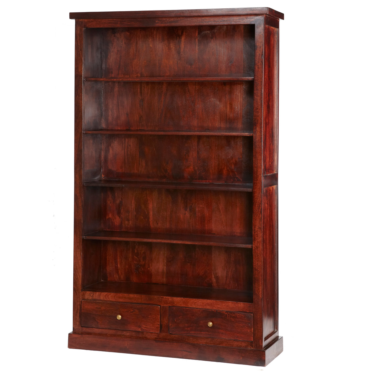 Solid Mango Wood Bookcase With 2 Drawers And 5 Shelves - Jaipur