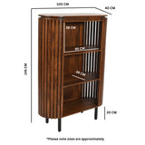 Solid Mango Wood Bookcase With 3 Shelves - Inverley Designs