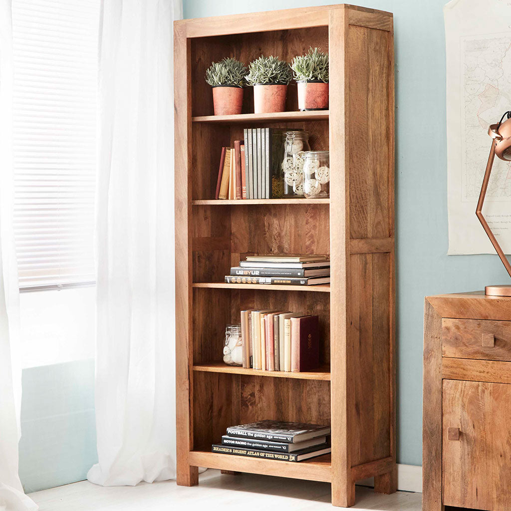 Solid Mango Wood Bookcase With 5 Shelves - Toko