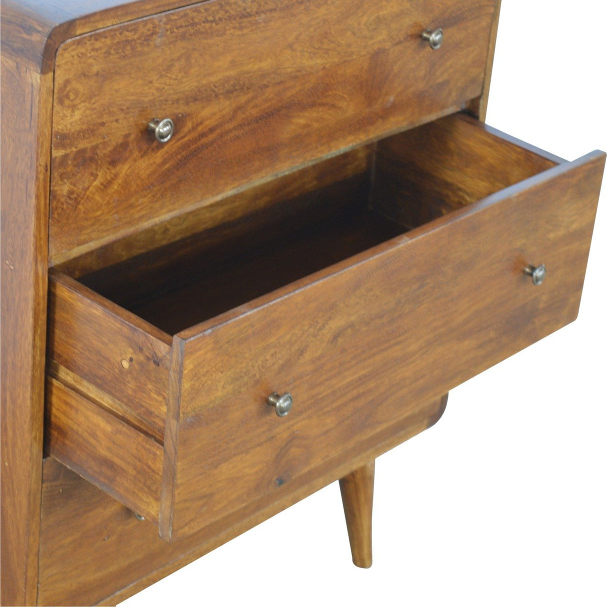 Solid Mango Wood Chest Of 3 Drawers Curved - Gloucester