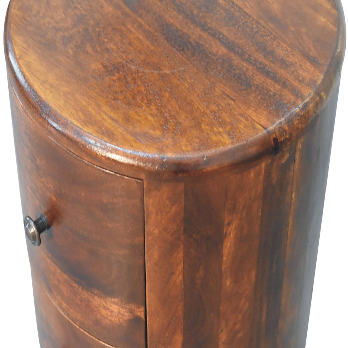 Solid Mango Wood Chest Of 3 Drawers in Drum Shape - Birmingham