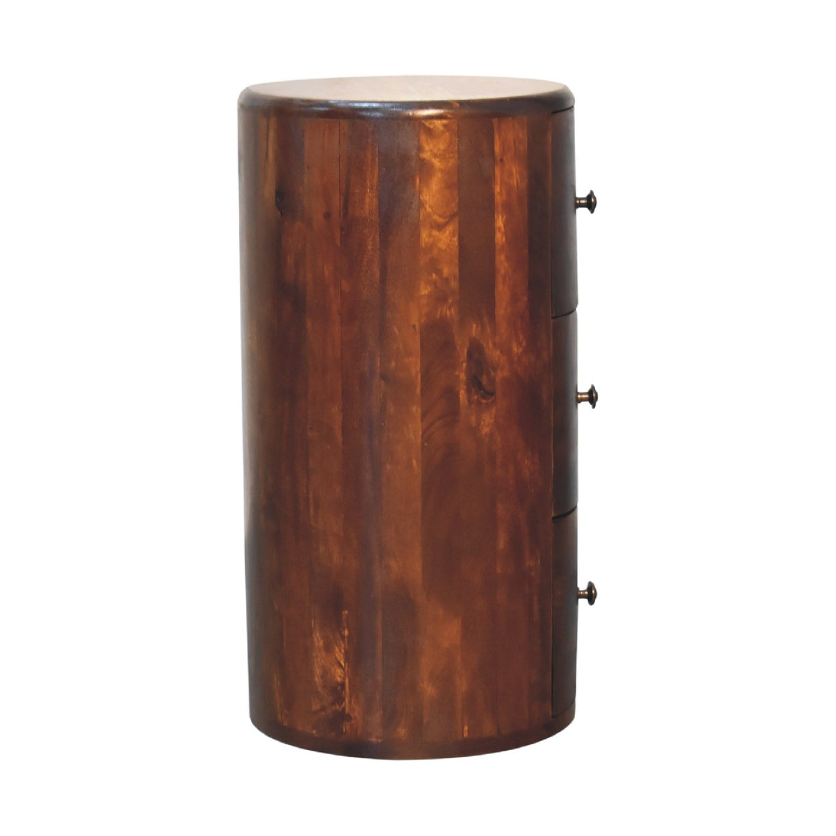 Solid Mango Wood Chest Of 3 Drawers in Drum Shape - Birmingham