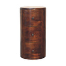 Solid Mango Wood Chest Of 3 Drawers in Drum Shape - Birmingham