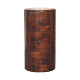 Solid Mango Wood Chest Of 3 Drawers in Drum Shape - Birmingham