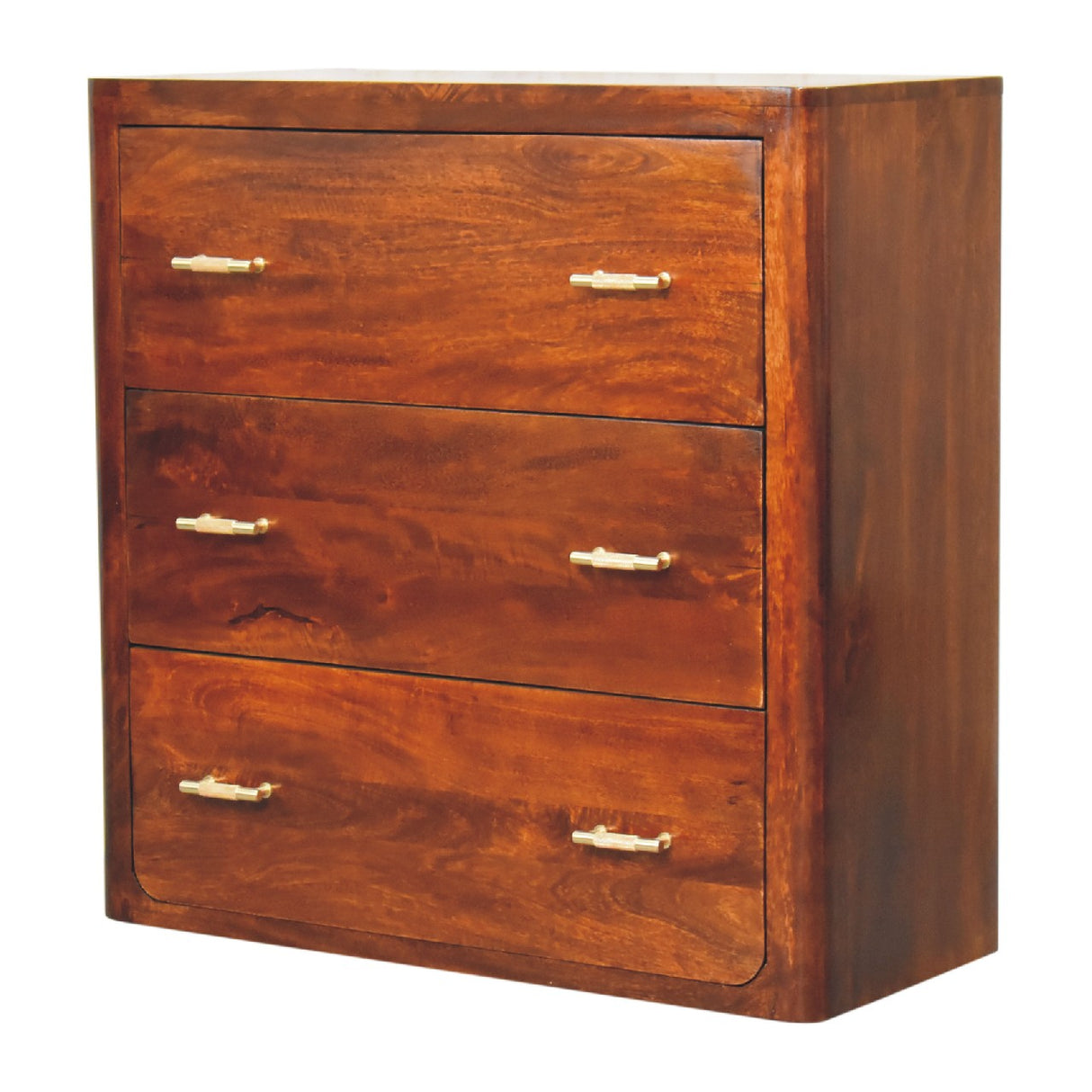Solid Mango Wood Chest Of 3 Drawers - Luca