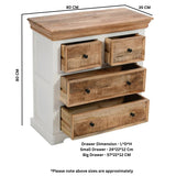 Solid Mango Wood Chest Of 4 Drawers - Alfie