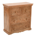 Solid Mango Wood Chest Of 4 Drawers - Artwork