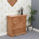 Solid Mango Wood Chest Of 4 Drawers - Artwork