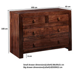 Solid Mango Wood Chest Of 4 Drawers - Toko