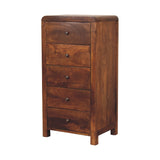 Solid Mango Wood Chest Of 5 Drawers - Aspen