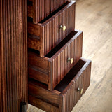 Solid Mango Wood Chest Of 5 Drawers With Marble Top - Opal