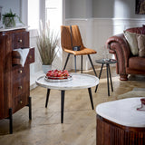 Solid Mango Wood Chest Of 5 Drawers With Marble Top - Opal