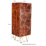 Solid Mango Wood Chest Of 5 Drawers Tall - Dark Gold