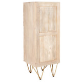 Solid Mango Wood Chest Of 5 Drawers Tall - Light Gold