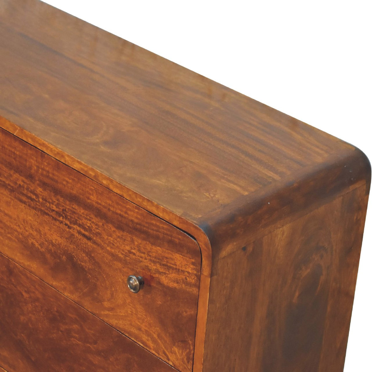 Solid Mango Wood Chest Of 6 Drawers Large And Curved - Lincoln
